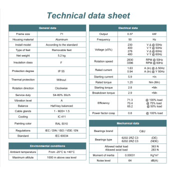 Silnik elektryczny 0,37kW 2800 obr/min. 71B3
